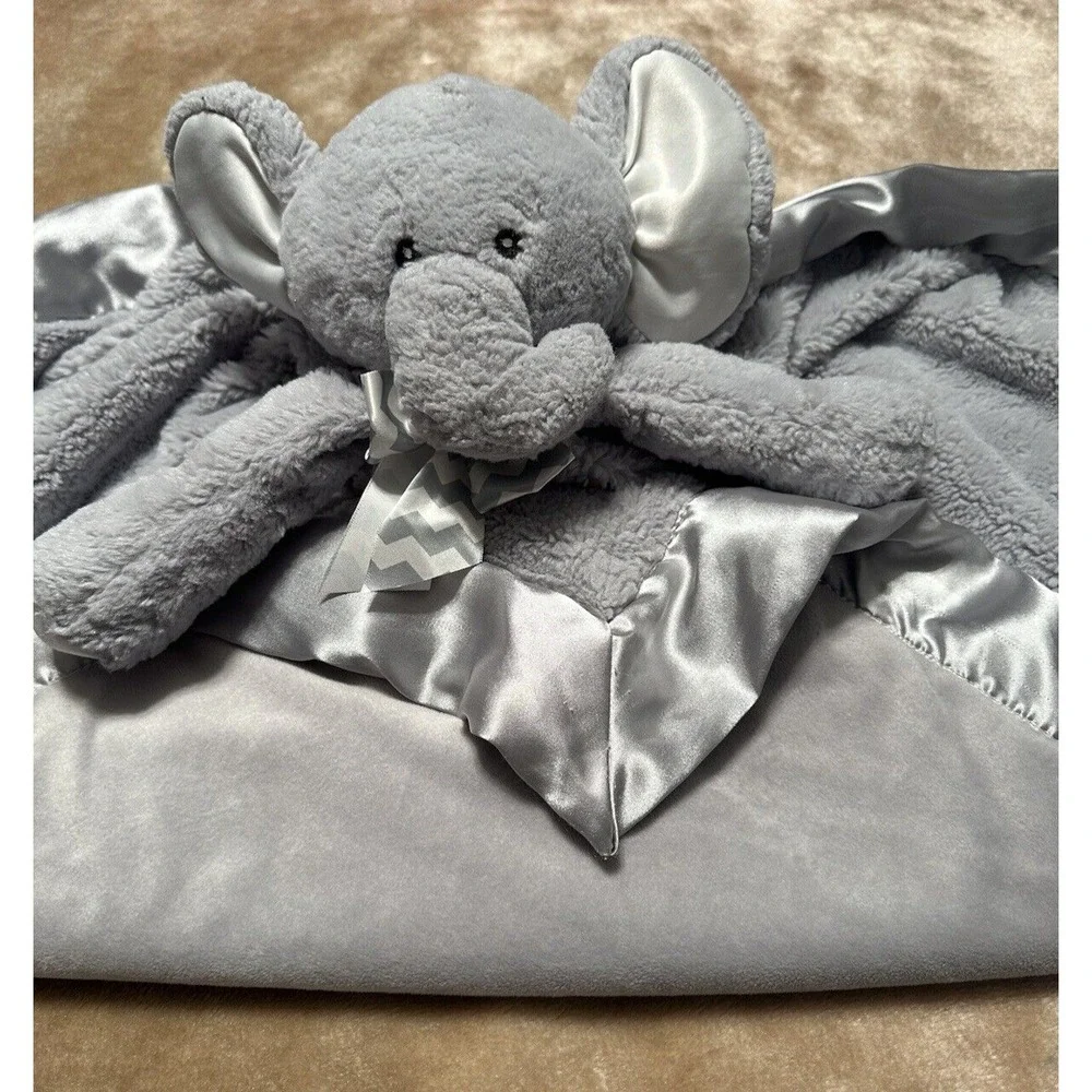 Bearington Baby Collection Lovey Elephant Gray Large 28x28 Security Blanket